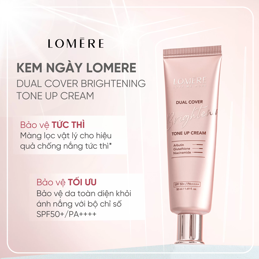 Kem ngày nâng tone LOMERE Duel Cover Brightening Tone-UP Cream SPF50+/ PA+++ 50ml - Image 4