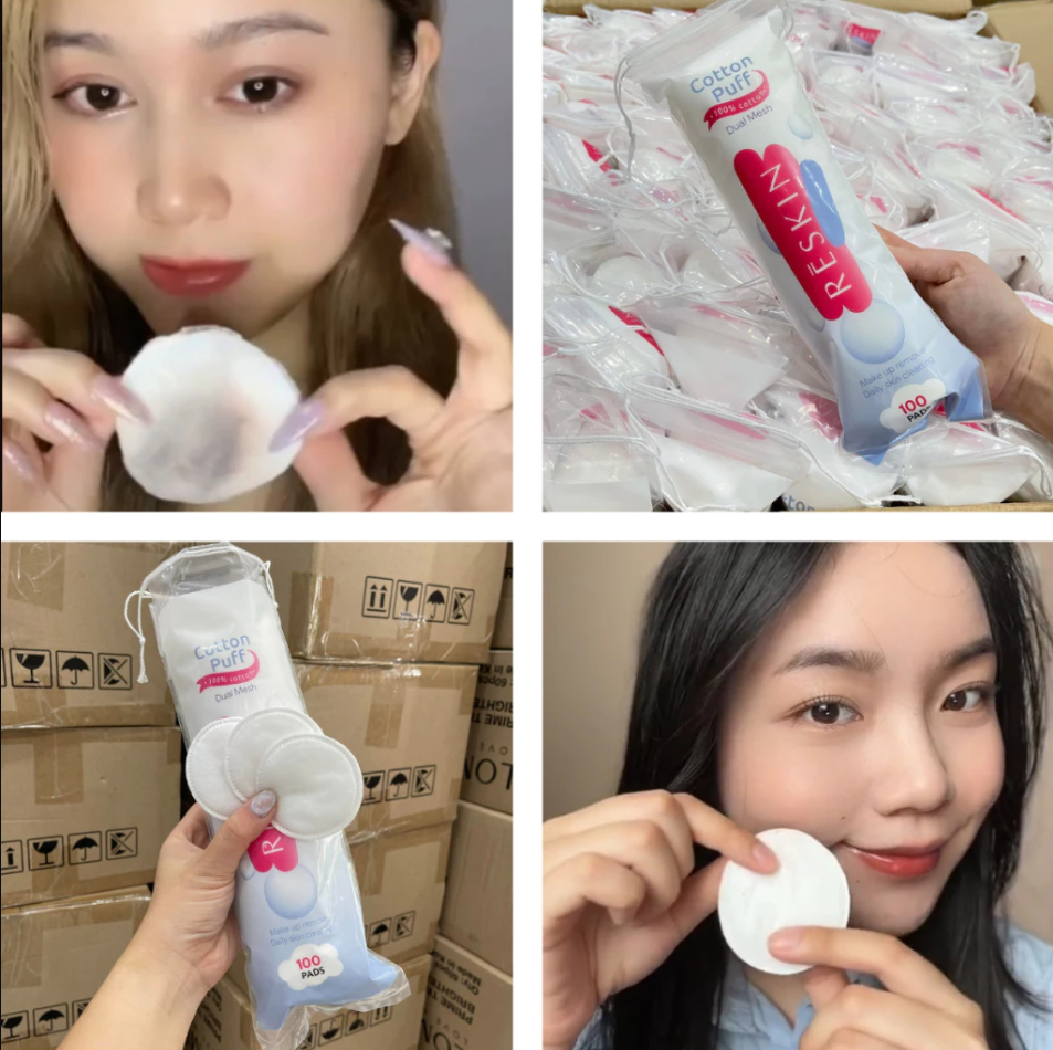 Bông tẩy trang Reskin 5 lớp đa năng 2 in 1 tròn (100 miếng 1 túi ) - Image 2