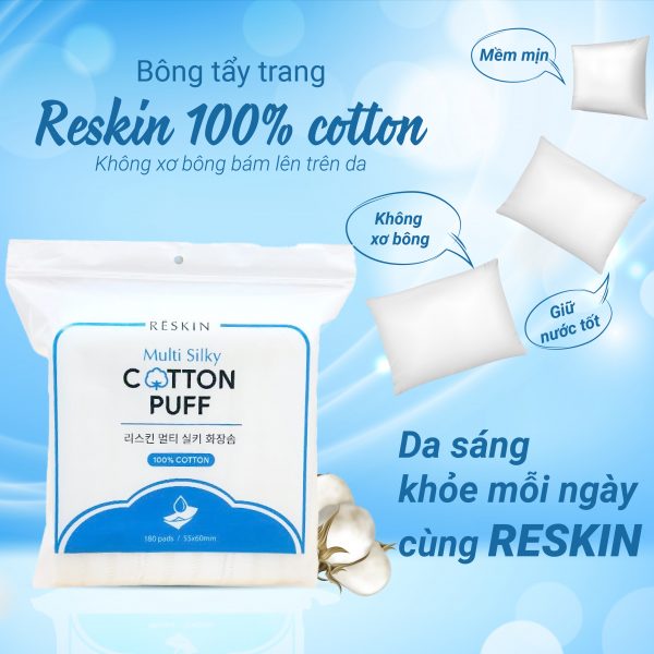 Bông Tẩy Trang Reskin Vuông 180 Miếng 100% Cotton Không Sơ Bông - Image 4
