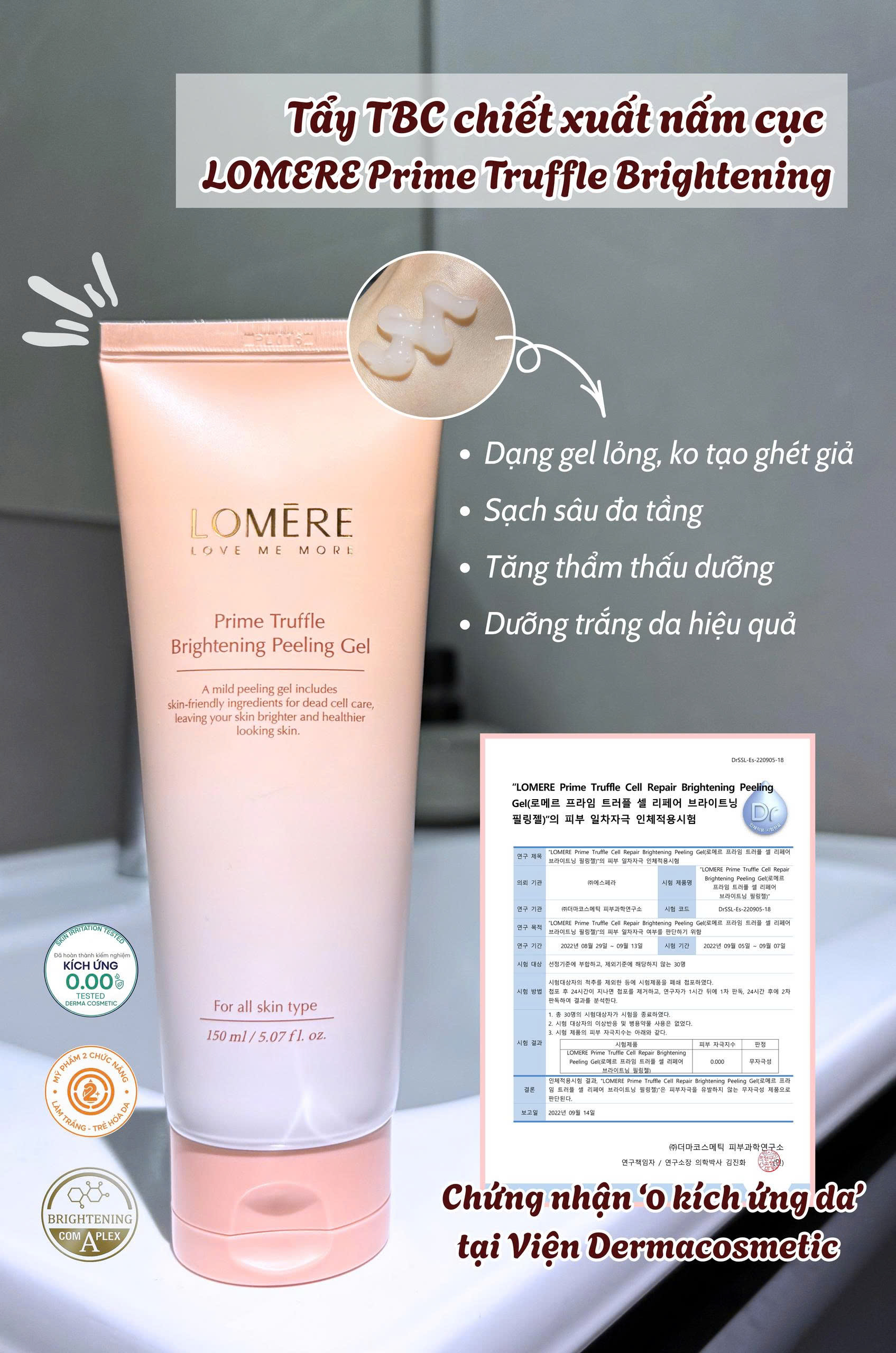 Tẩy Tế Bào Chết Sạch Sâu – Trắng Da Lomere Prime Truffle Brightening Peeling Gel 150ml - Image 5